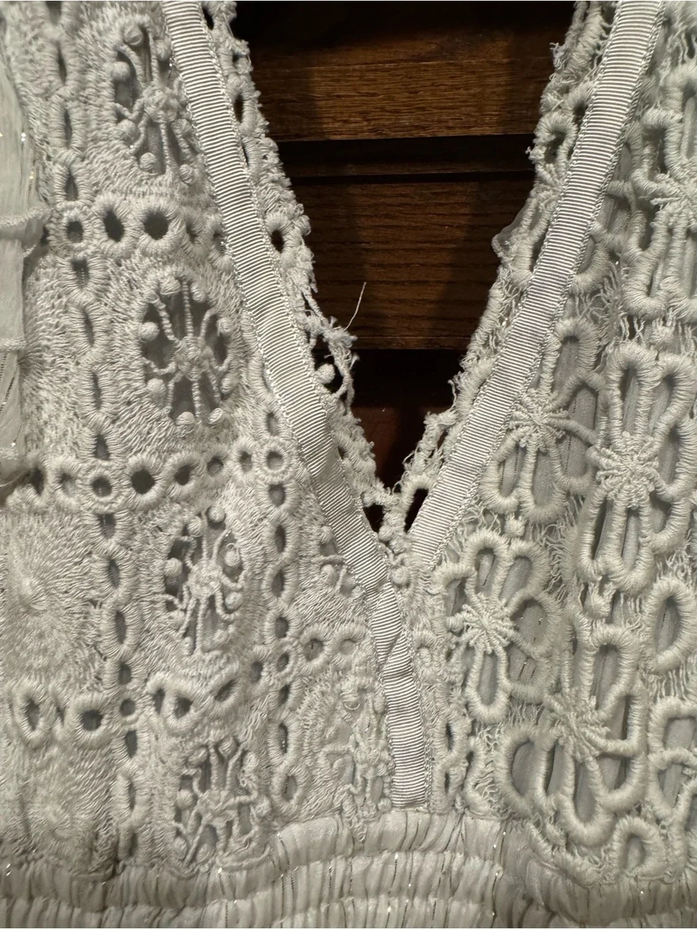 BHLDN Free People FP1 Crochet V-Neck Maxi Dress with Flutter Sleeves